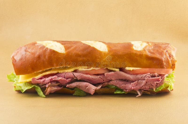 Pretzel Roll Sandwich stock image. Image of healthy, pretzel 42871127