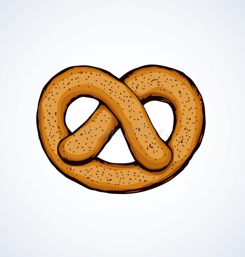 Pretzel. Vector drawing stock vector. Illustration of crispy - 112230590