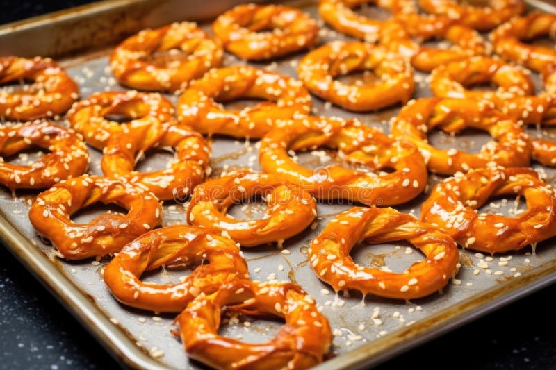 Covrigi pe o foaie de copt, gata pentru a intra în cuptor royalty free stock images