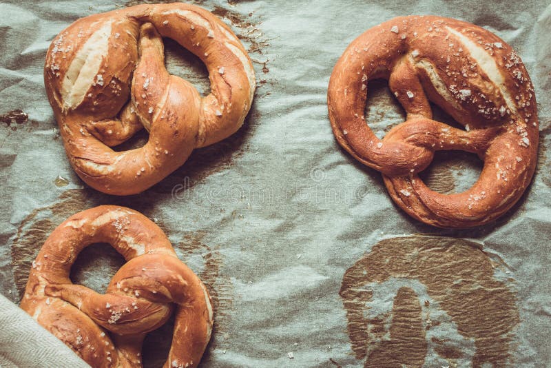 Pretzels from the Oven on Baking Sheet Stock Image Image of dough