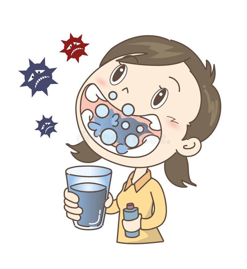 Prevention of colds and influenza - gargle - girl