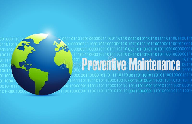 Preventive maintenance globe sign concept vector illustration