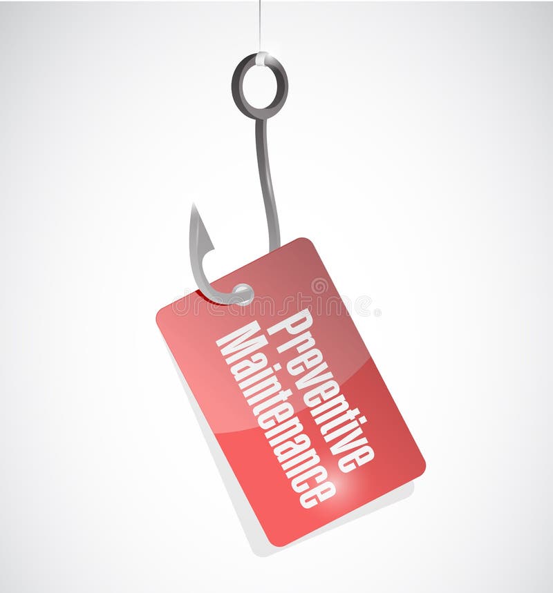 Preventive maintenance hook tag sign concept stock illustration