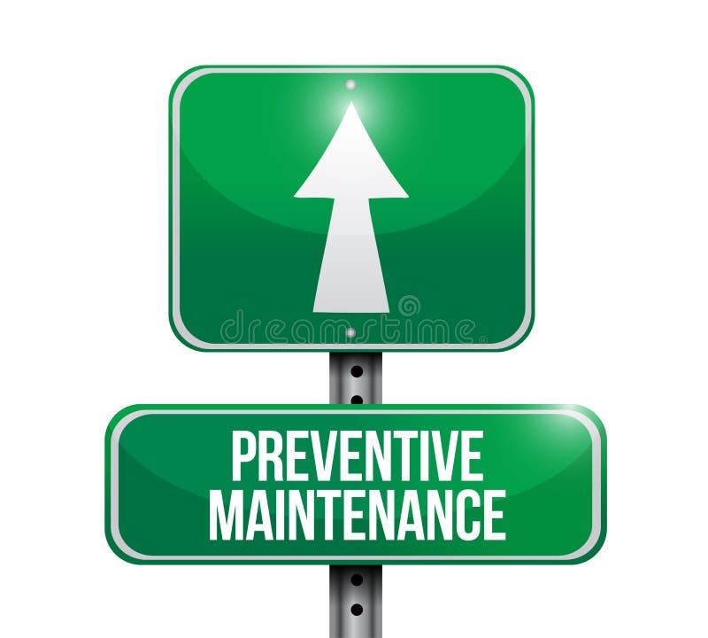 Preventive Maintenance Road Sign Concept Stock Illustration