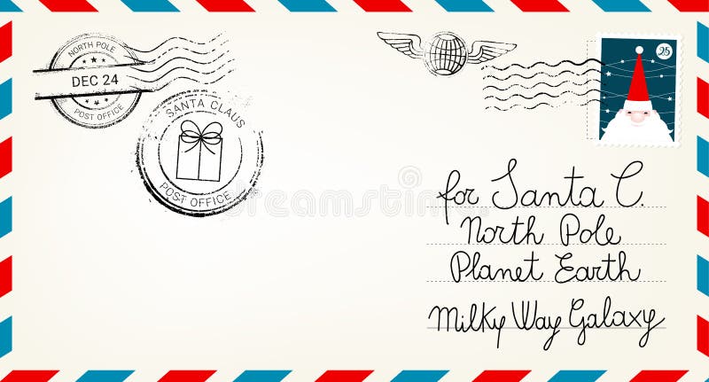 Prezado envelope de correio do Papai Noel