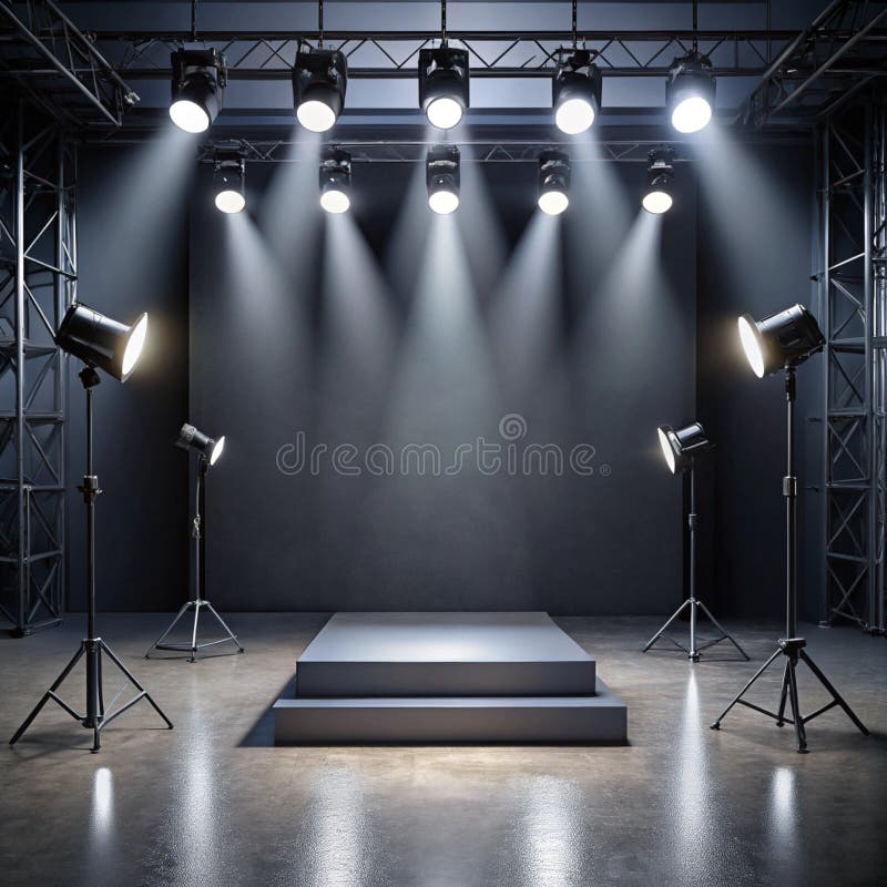 Prezentacja produktów z czarnym oświetleniem Studio Room for Performance Products ilustracja wektor