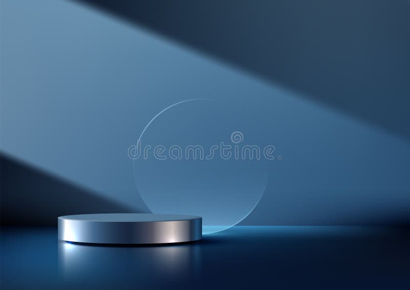 Prezentare elegantă a produselor moderne pe podium argintiu, cu un amestec de lux minimalist și reflectorizant stock illustration