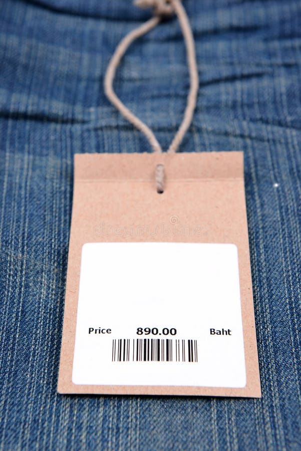 Price Tag with Barcode on Jeans Stock Photo Image of material, white 43380266