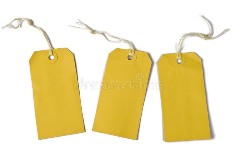 Price tags tied with string stock photos
