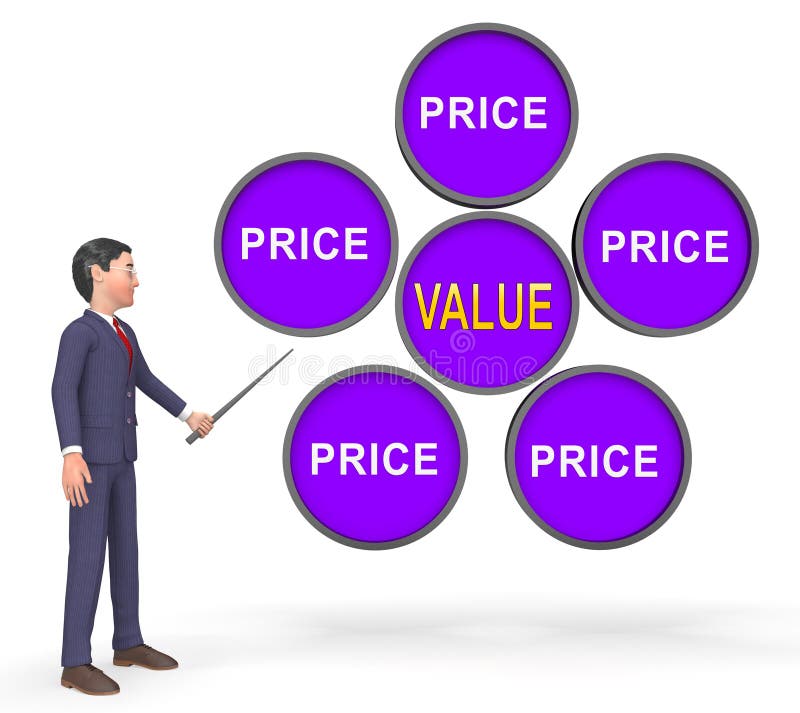 Price Vs Value Signs Comparing Cost Outlay Against Financial Worth - 3d Illustration