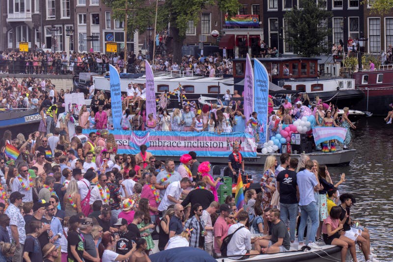 Pride Amsterdam Trans Commission Boat At The Gaypride Canal Parade