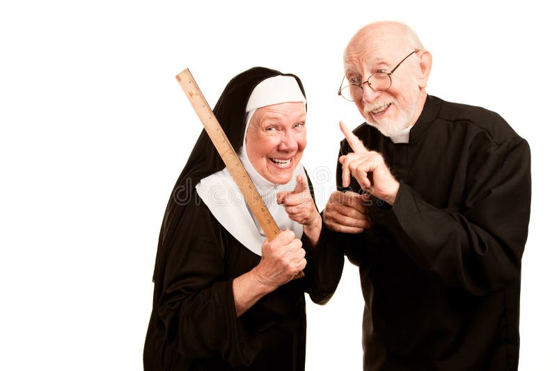 Priest Admonsihes Mean Nun Stock Image Image Of Ruler 12497787