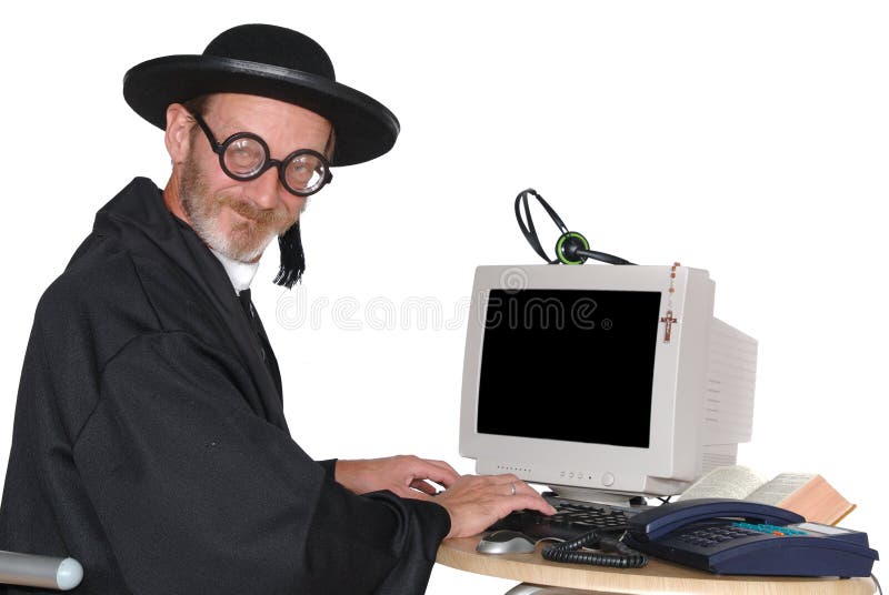 Priest on computer