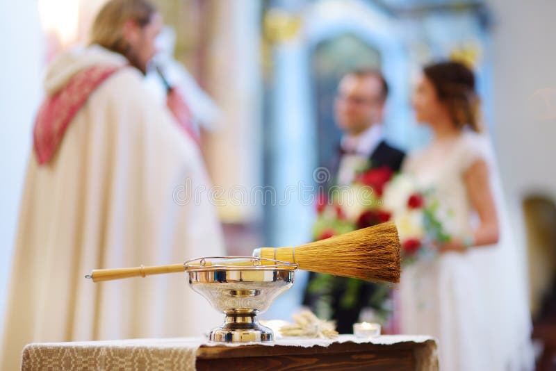 Priest`s wedding accessories during wedding ceremony in a church stock photos Priest`s wedding accessories during wedding ceremony in a church stock photos