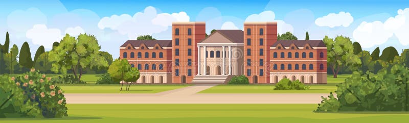 Prima vista di ingresso nell'università primaria dell'asilo universitario illustrazione di stock
