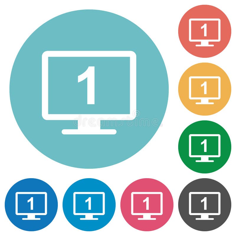 Primary display flat round icons stock illustration