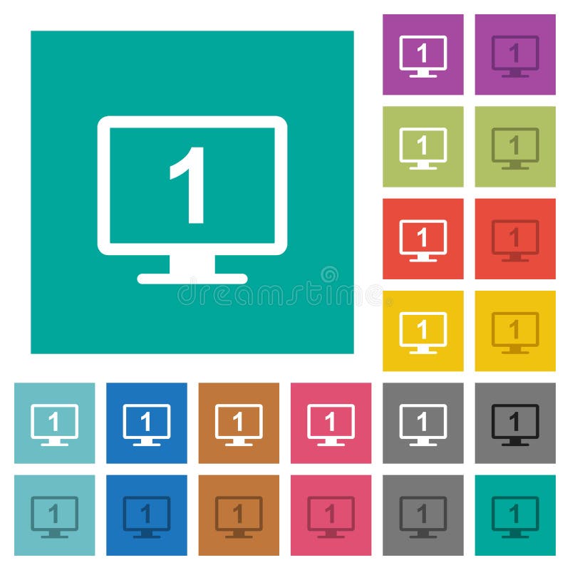 Primary display square flat multi colored icons vector illustration