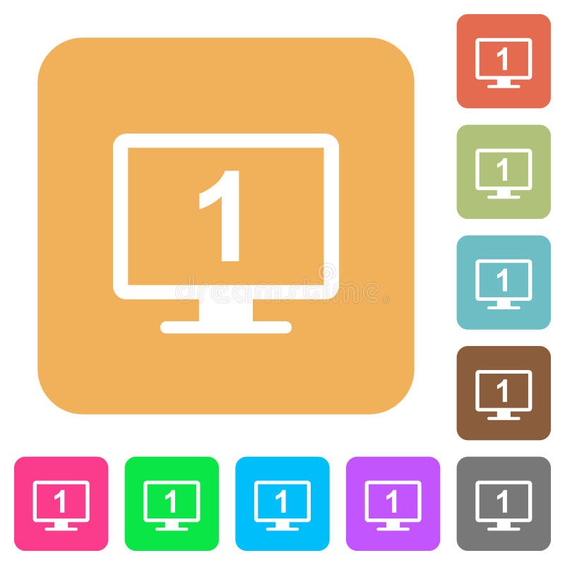 Primary display rounded square flat icons royalty free illustration