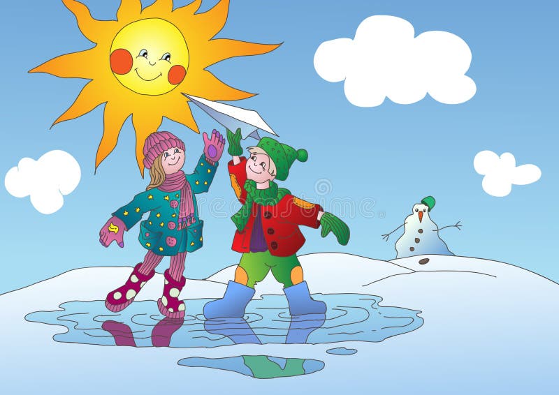 Primavera e bambini royalty illustrazione gratis Primavera e bambini royalty illustrazione gratis