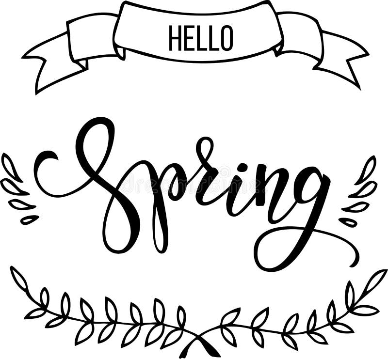 Primavera Original De Las Letras De La Mano Hola Ilustracion Del