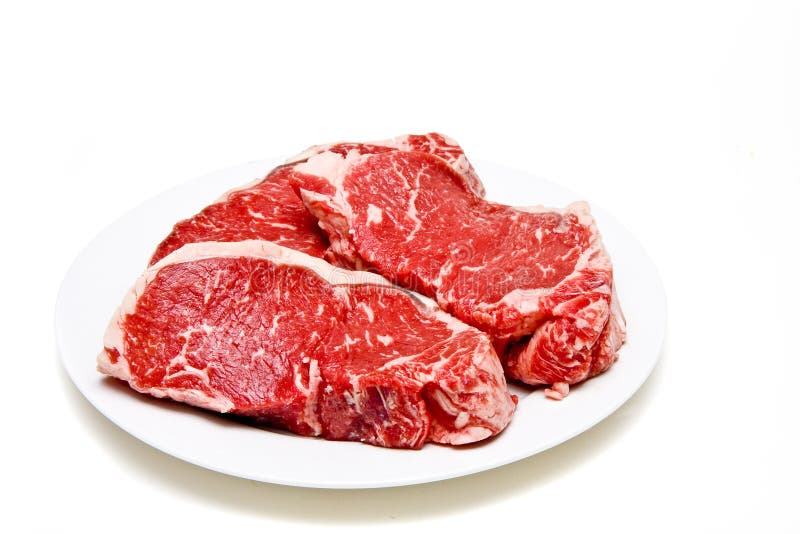Prime Strip Steaks on Plate Stock Image Image of dinner, meal 9706225