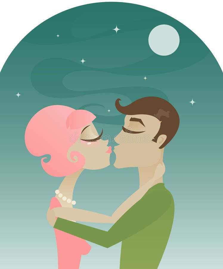 Primer beso stock de ilustración Primer beso stock de ilustración