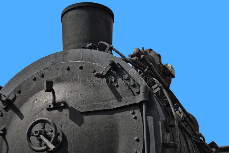 Primer de una locomotora de vapor negra histórica, transporte imagen de archivo libre de regalías Primer de una locomotora de vapor negra histórica, transporte imagen de archivo libre de regalías
