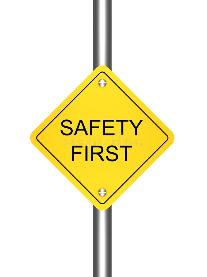 Primera muestra de camino amarilla de seguridad en el fondo blanco stock de ilustración Primera muestra de camino amarilla de seguridad en el fondo blanco stock de ilustración
