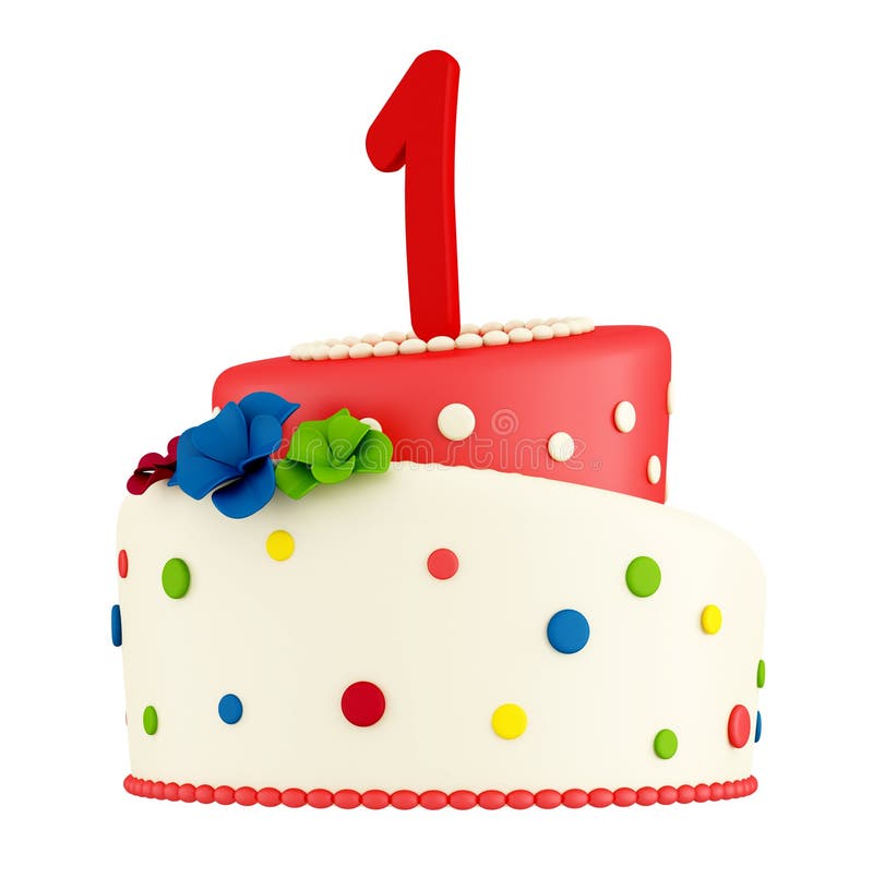 Primera torta de cumpleaños stock de ilustración Primera torta de cumpleaños stock de ilustración