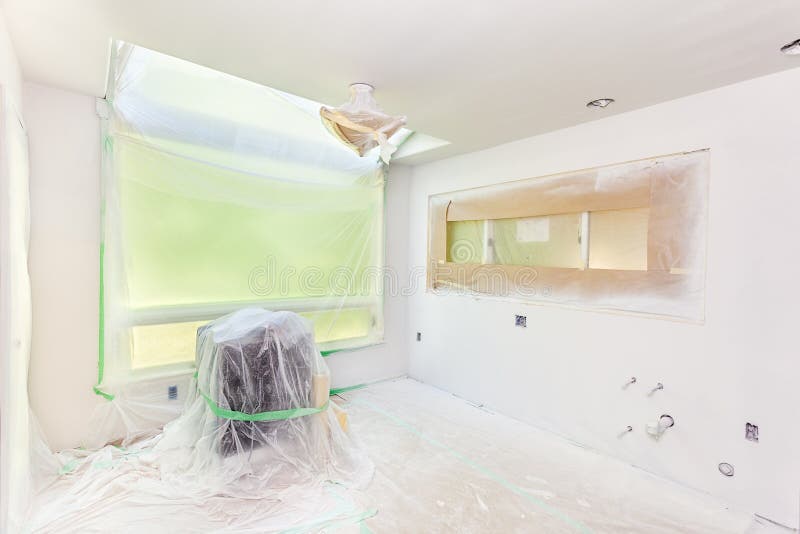 Priming the Walls before Painting Stock Image Image of masking