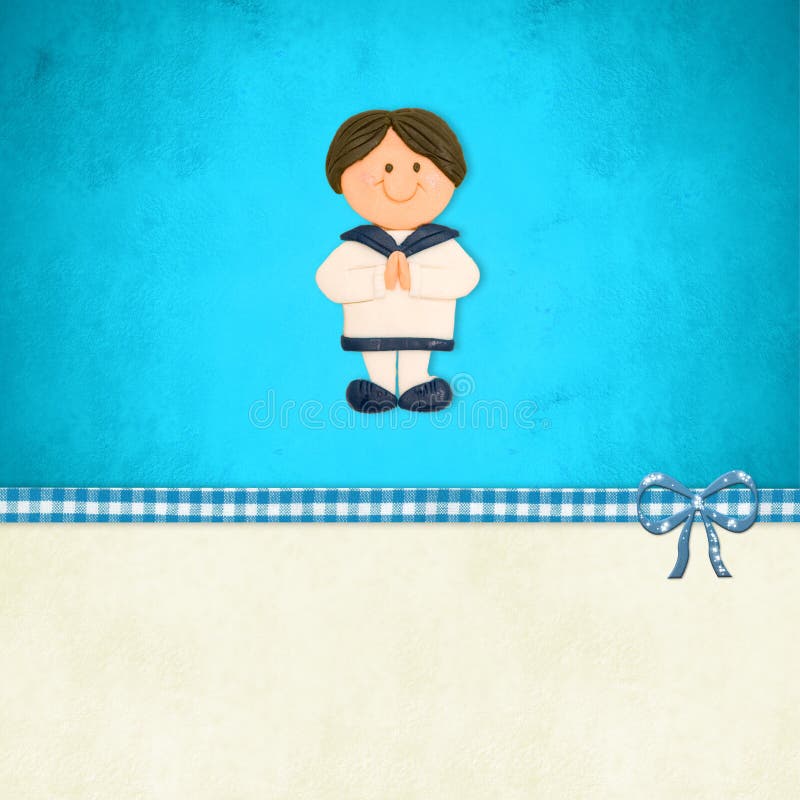 Primo invito di comunione, vestito di marinaio del ragazzo royalty illustrazione gratis Primo invito di comunione, vestito di marinaio del ragazzo royalty illustrazione gratis