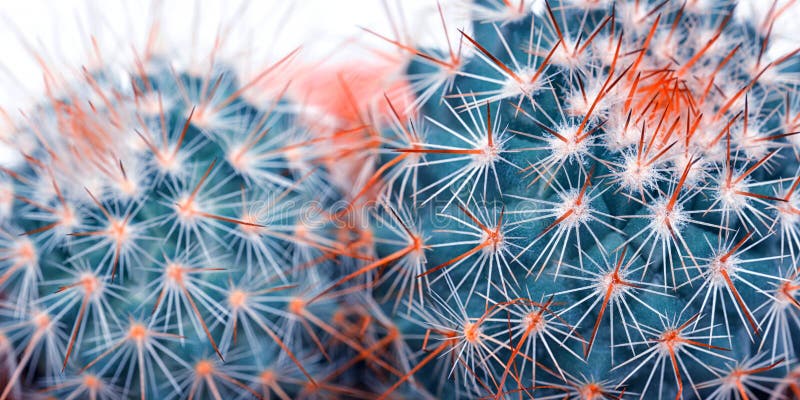 Primo piano Art Fashion Design del dettaglio del cactus Concetto minimo dei cactus Umore al neon blu su fondo bianco Colore lumin