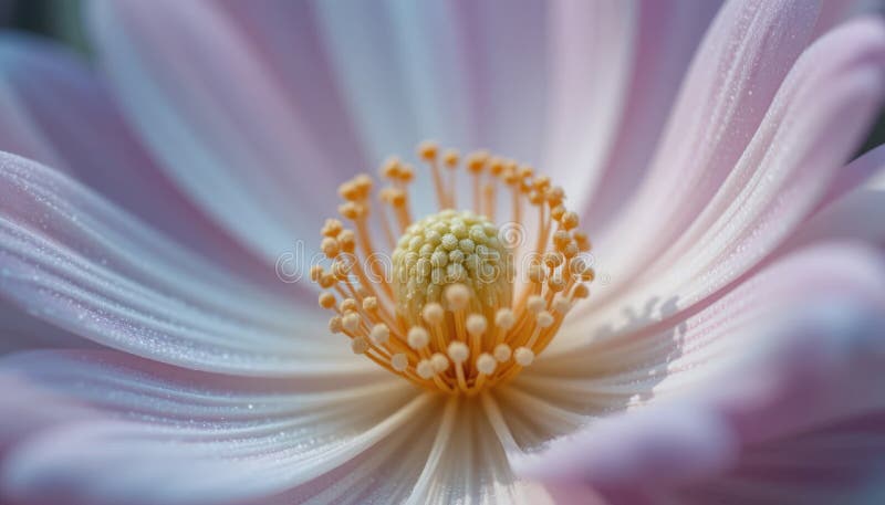 Primo piano del centro di un fiore di crisantemo rosa chiaro illustrazione di stock
