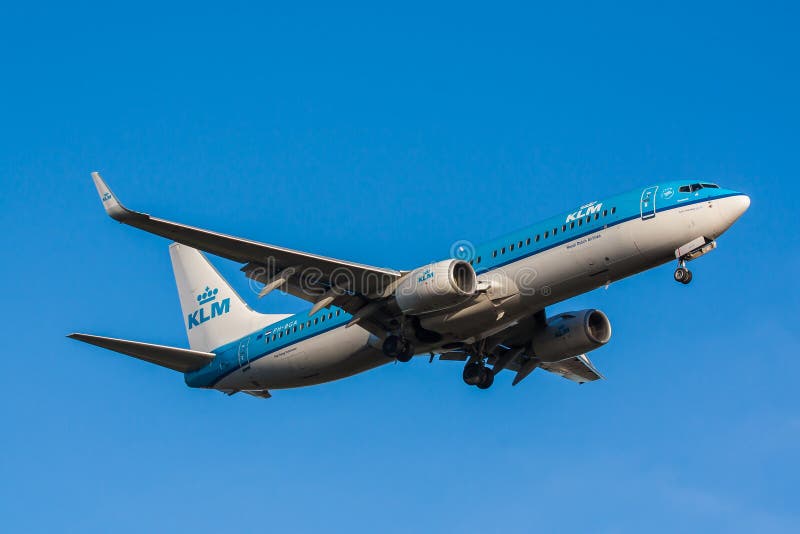 Primo piano dell'aereo di KLM fotografia stock Primo piano dell'aereo di KLM fotografia stock