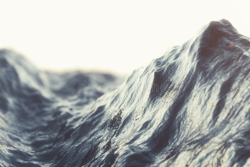 Primo piano dell'onda del mare, vista di angolo basso con gli effetti del bokeh rappresentazione 3d royalty illustrazione gratis Primo piano dell'onda del mare, vista di angolo basso con gli effetti del bokeh rappresentazione 3d royalty illustrazione gratis