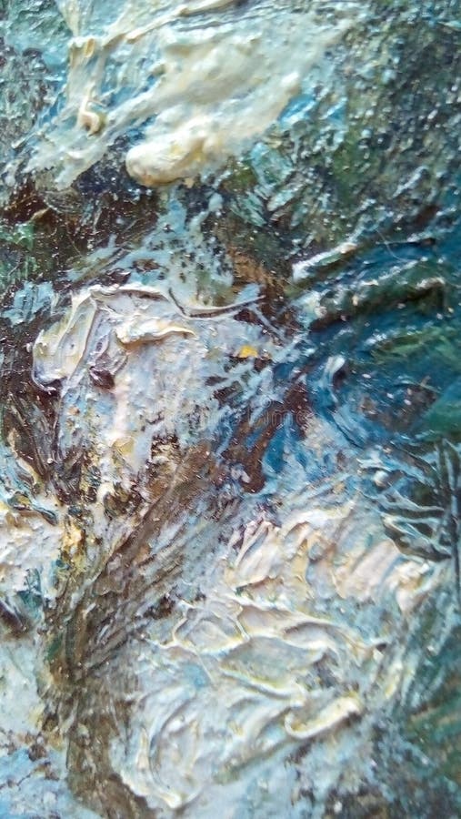 Primo piano delle sbavature della pittura ad olio sulla superficie della tela immagine stock Primo piano delle sbavature della pittura ad olio sulla superficie della tela immagine stock