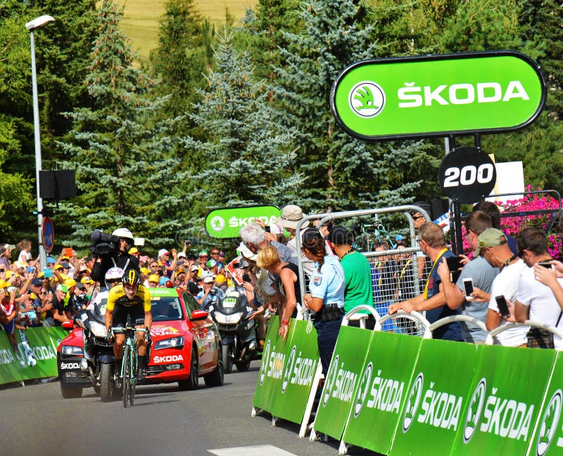 Primoz Roglic, el ganador de la etapa 17, Tour de France 2017 fotografía de archivo libre de regalías Primoz Roglic, el ganador de la etapa 17, Tour de France 2017 fotografía de archivo libre de regalías