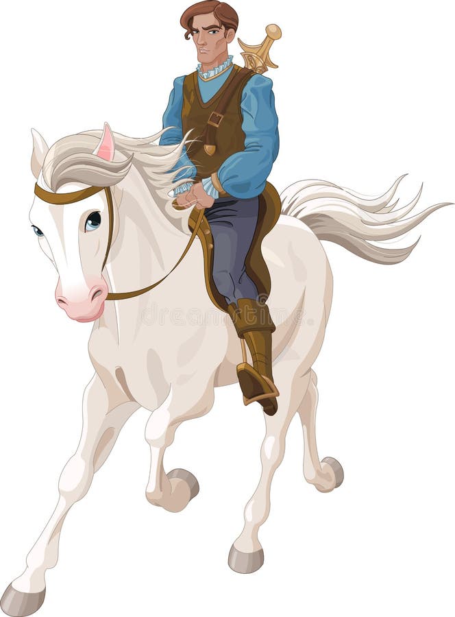 Prince Charming on a White Horse Stock Illustration Illustration of gothic, medieval 24627709