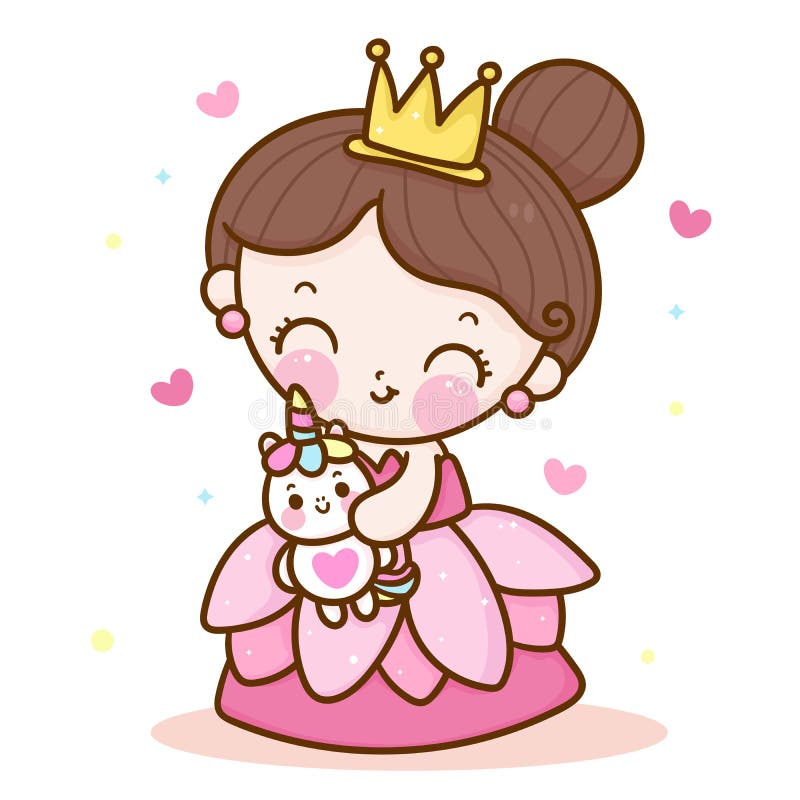 Pequena princesa fada abraço cartoon boneca unicórnio amigo fofo personagem  kawaii