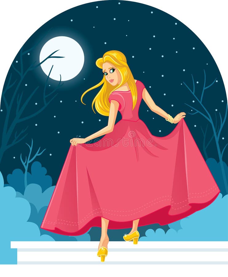 Princesa Cinderella Losing Her Shoe na bola ilustração do vetor Princesa Cinderella Losing Her Shoe na bola ilustração do vetor