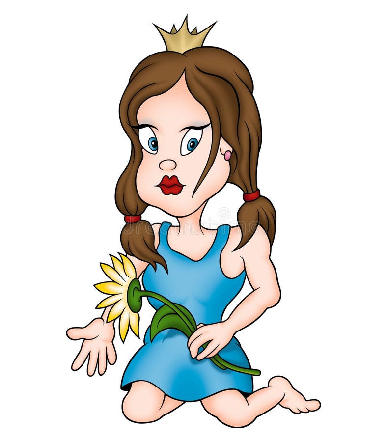 Princess with flower - High detailed and coloured illustration. Princess with flower - High detailed and coloured illustration