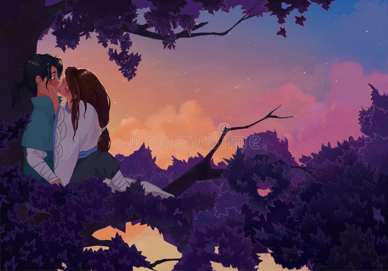 Beijando Anime Personagem Anime Casal Beijando Esboço Com Lápis Coloridos  Ilustração Stock - Ilustração de felicidade, doce: 244820258