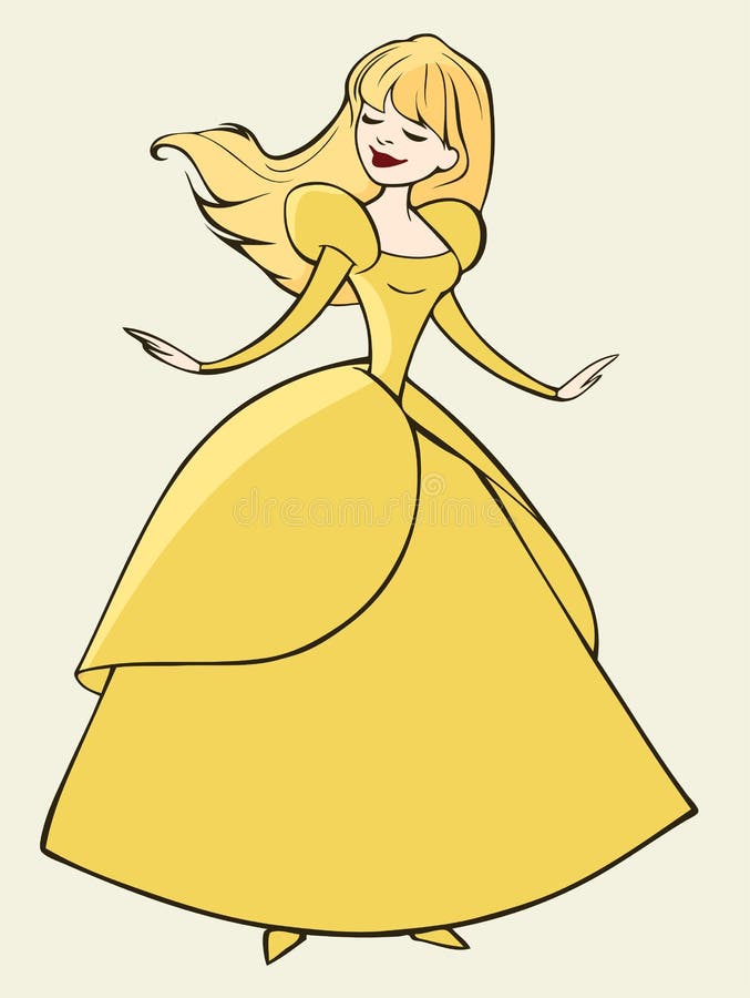 Princesa En Vestido Amarillo Ilustración del Vector - Ilustración de mano,  muchacha: 39294329