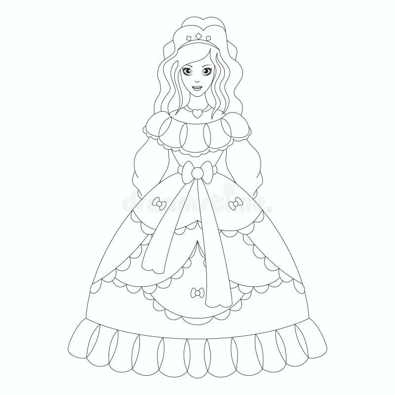 Princesa hermosa, página del libro de colorear stock de ilustración Princesa hermosa, página del libro de colorear stock de ilustración