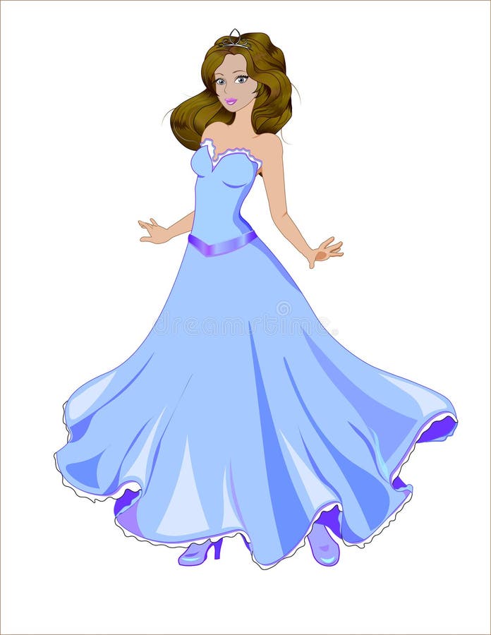 Princess in blue dress stock vector. Illustration of graceful - 66482926