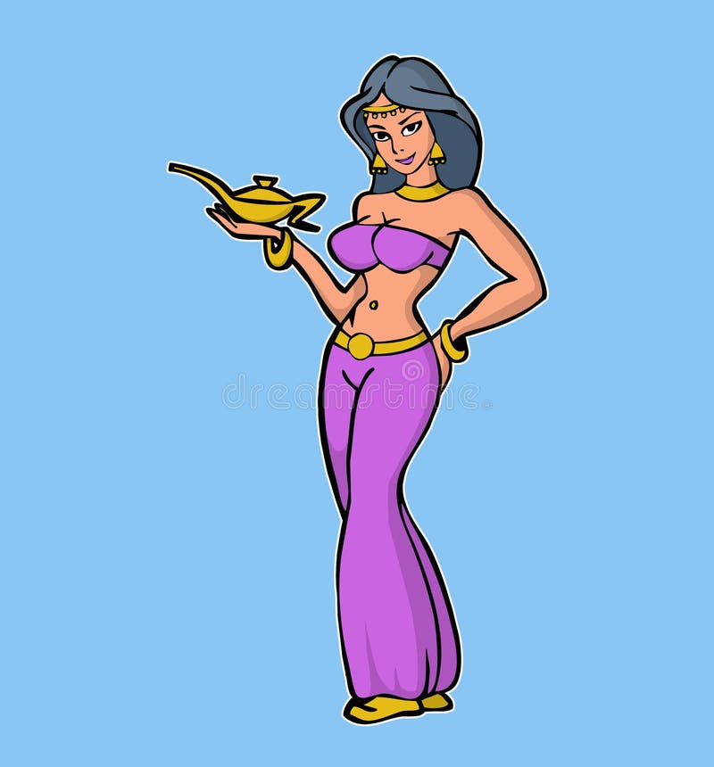 Princess Cartoon Character Jasmine Holding a Lamp in Her Hand Illustration  Stock Illustration - Illustration of face, character: 204849016