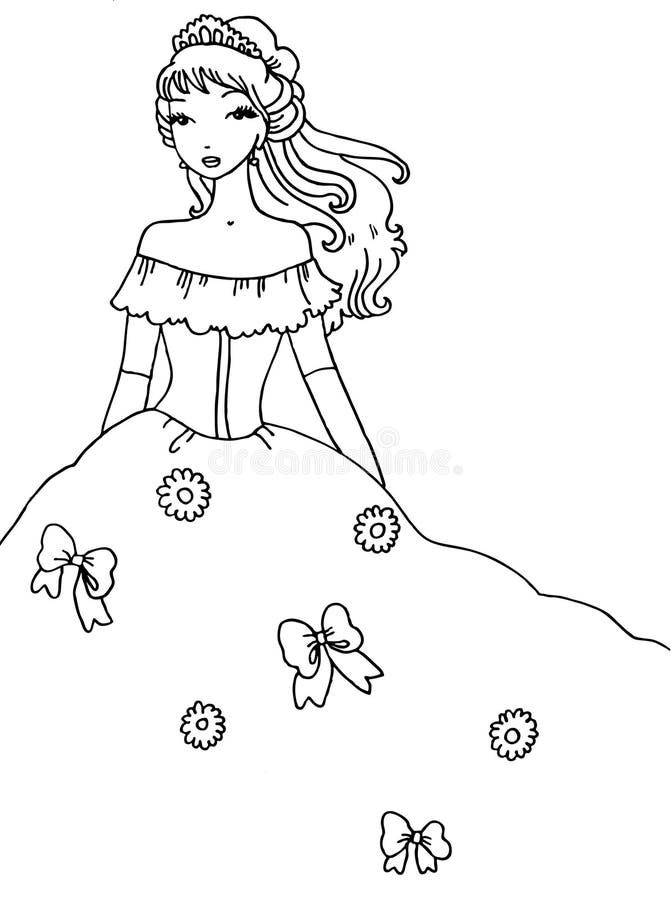 Illustration Princess Coloring Book Concept Stock Vector by