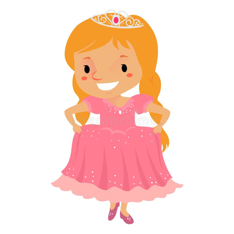 Princess Girl Wearing a Pink Dress Stock Vector - Illustration of isolated,  cartoon: 93041517