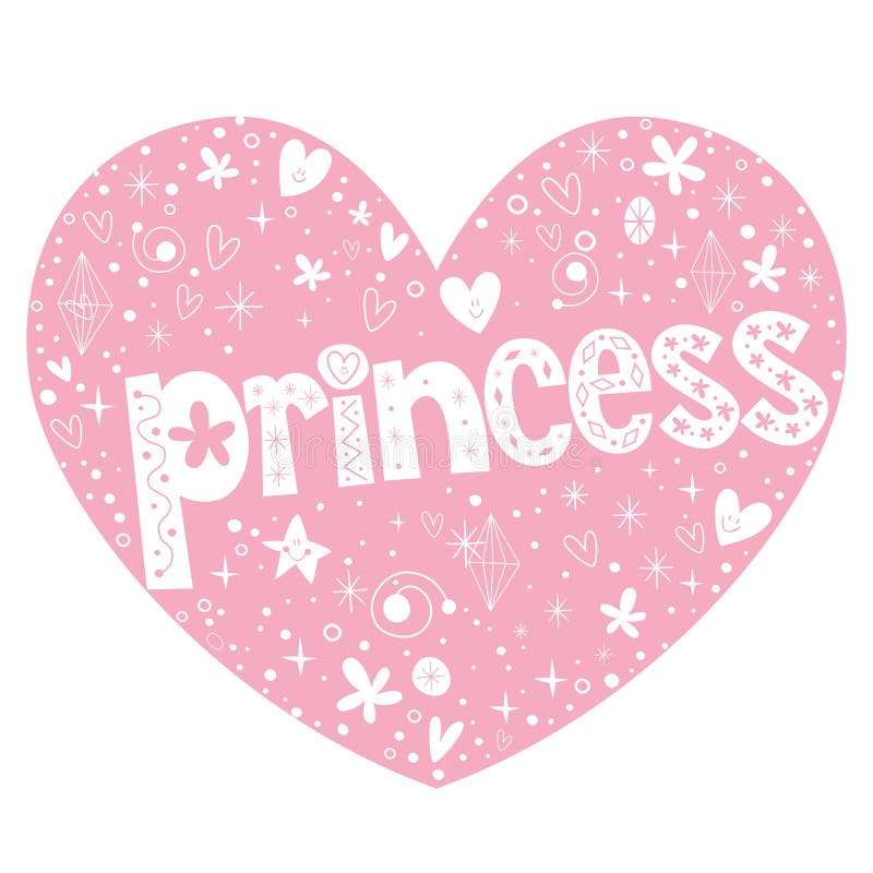 Princess Heart Shaped Lettering Design Stock Vector ...
