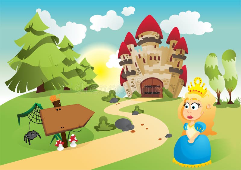 The princess and her kingdom vector illustration